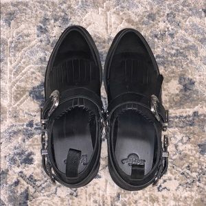 Low Dr Marten shoes with western buckles